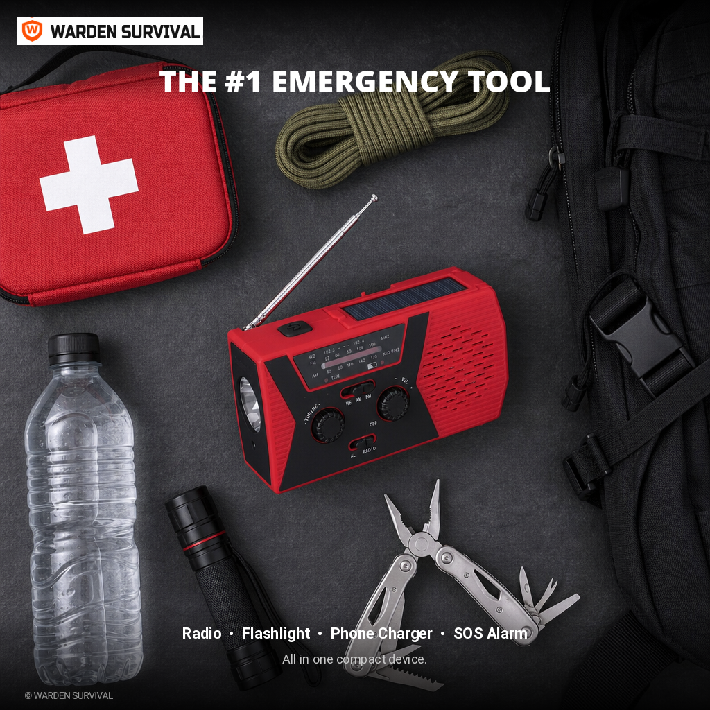 Warden Survival Lifeline Radio 4-in-1 Tool