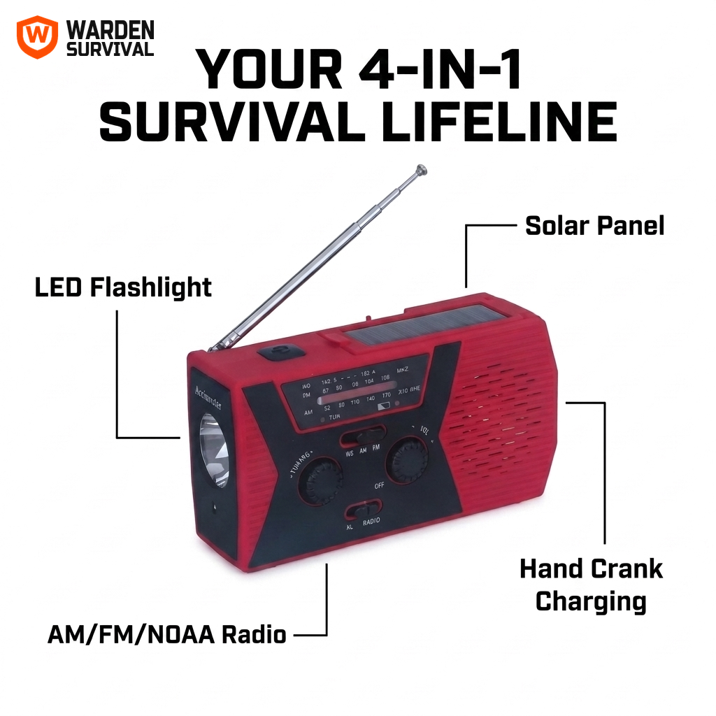 Warden Survival Lifeline Radio 4-in-1 Tool